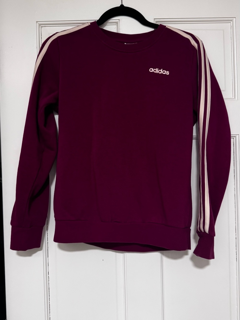 adidas Men's Crewneck Sweatshirt in Burgundy with Pink Stripes